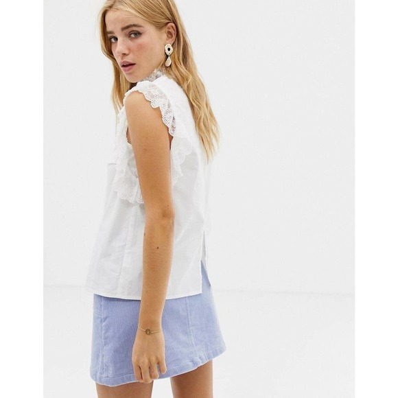 Chelsea 28 Women’s white Ruffled A-Line Embroidery Blouse Sz S - Picture 2 of 8